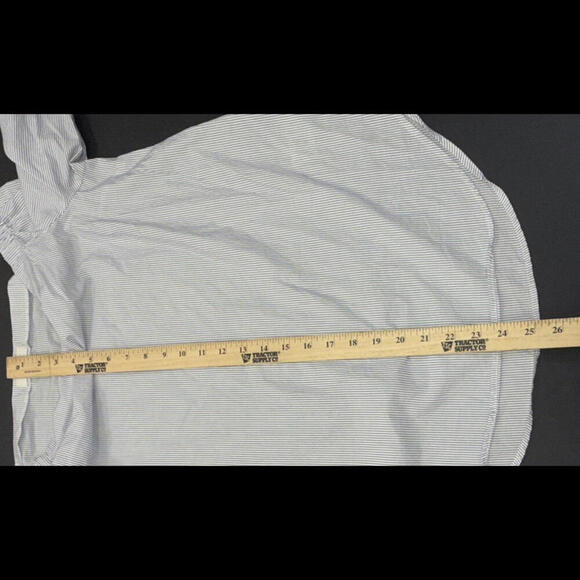 Babaton Aritzia Cold Shoulder Blue Stripe Preppy Quiet Luxury Designer Blouse M - Picture 11 of 14